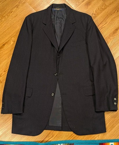 BROOKS BROTHERS 346 Vtg 60s 70s Navy Blue Striped Blazer Suit Coat Jacket 42XL