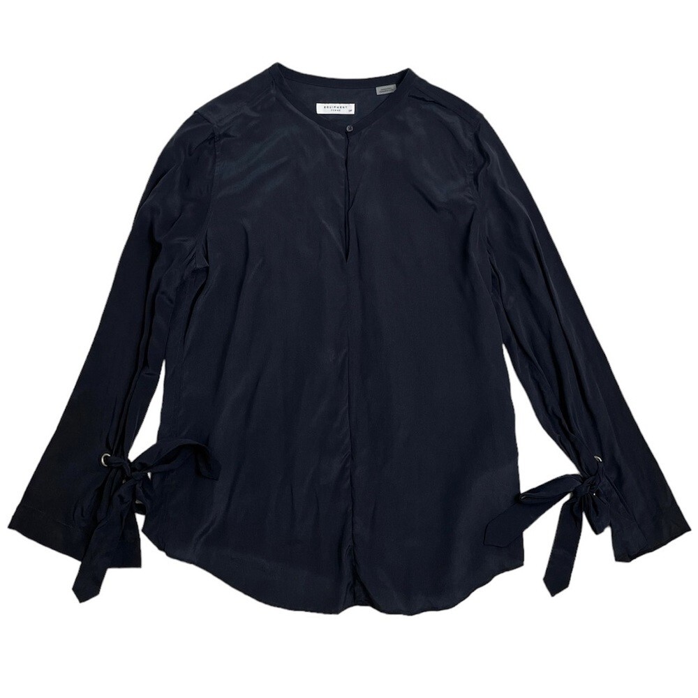 Equipment Femme Sayer Top Black Silk Blouse Long Sleeve Tie