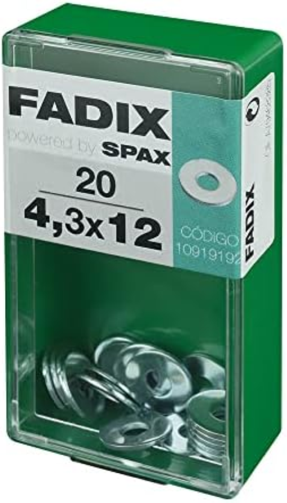 CAJA S 20 uds. ARANDELA PLANA ANCHA CINC 4,3x12mm FADIX