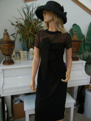 NWT JS COLLECTIONS BLACK FRONT BOW ILLUSION MIDI