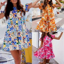 Women's Dresses Tunic Beach Dress Short Dress Sundress Floral Boho Mini Summer