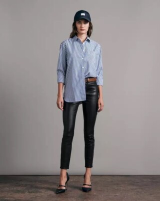 RAG & BONE Black Stretch Lamb Leather Cropped Skinny Pants 27 NEW  display picture 1