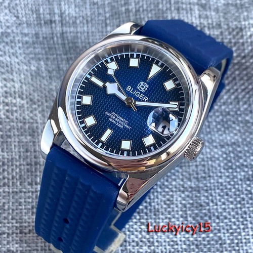 Bliger 36mm 39mm Blue Black Plaid Dial 24 Jewels Japan NH35 Automatic Watch - Picture 5 of 16