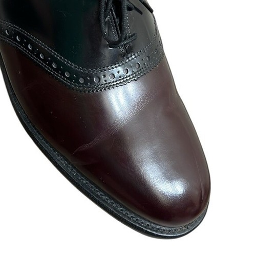 Chaussures habillées Allen Edmonds taille 15 C bordeaux noir selle Oxford Shelton lacets - Photo 10 sur 12