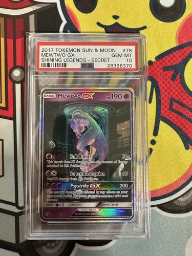 Pokemon 2017 Mewtwo GX 78/73 Alt Art Secret Rare Shining Legends PSA 10 Mewtube
