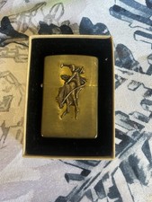 Zippo Brass Lighter with Marlboro Bronco rider Design and original box (RARE)