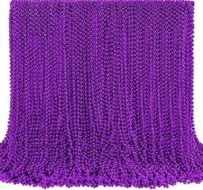 SHAOQINLIN 144 PCS Purple Mardi Gras Beads, 33'' Metallic Purple Bead Necklace