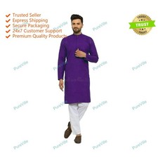 Mens Kurta Traditional Mens Kurta Cotton Button Kurta Fancy Color Purple