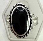 STUNNING .925 Vintage Sterling Silver Estate Ring Size 8.25 with Black Stone