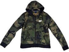 Nike Hoodie Sweatshirt Mens Medium Green Brown Camo Full Zip Fleece 545249-010