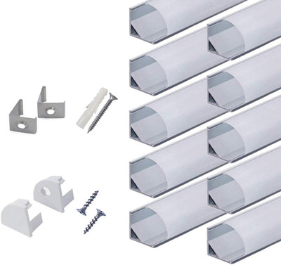 10-Pack 6.6ft/ 2Meter V Shape LED Aluminum Channel System with Milky Cover, End