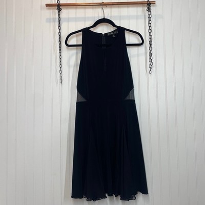 Elizabeth & James Carlan Mesh Panel Mini Dress Black Sleeveless Keyhole Size M