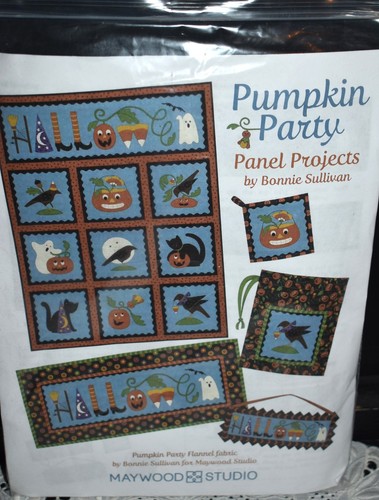Maywood Studio Pumpkin Party Flannel Fabric Panel Quilt Kit Halloween RARE HTF