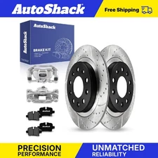 Rear Drilled Slotted Brake Rotors Premium Ceramic Pads Calipers for Chevy Malibu