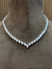 29.61CT VS-G Pear Cut Lab Grown Diamond 14K White Gold Solitaire Tennis Necklace