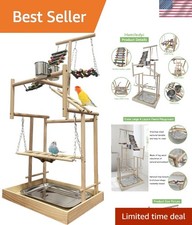 Deluxe 32" Bird Play Gym with Ladder  Swings   Ideal for Parakeets  Cockatiels