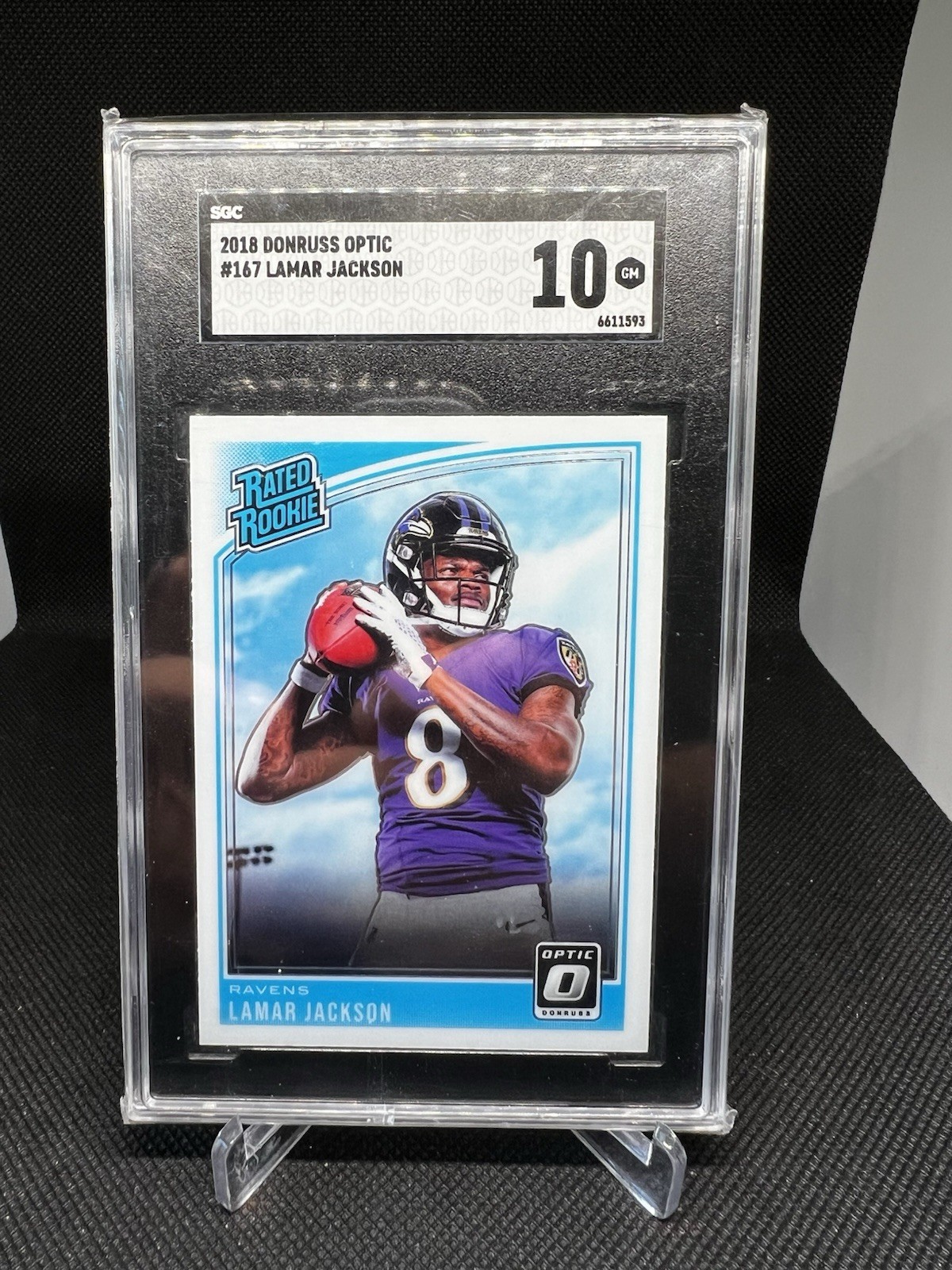 2018 Panini Donruss Optic Lamar Jackson #167 Rookie RC SGC 10
