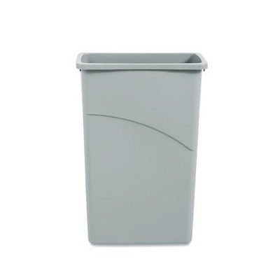 Boardwalk Slim Waste Container, 23 gal, Plastic, Gray, 2/Pack