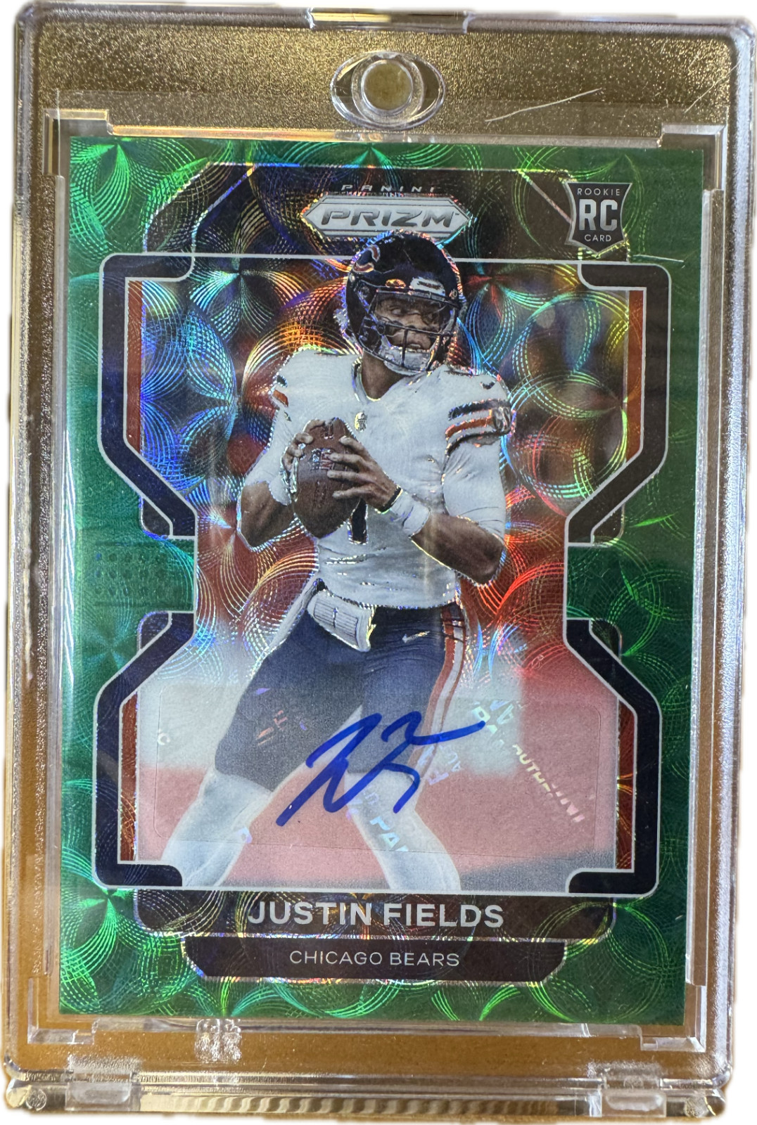 JUSTIN FIELDS 2021 PANINI PRIZM #334 GREEN SCOPE ROOKIE AUTO 67 /75 RC JETS