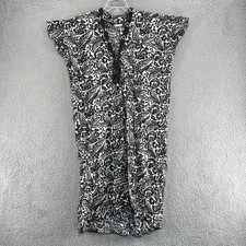 Zara Dress Womens XS Black White Floral Print Kaftan Tunic 100% Cotton