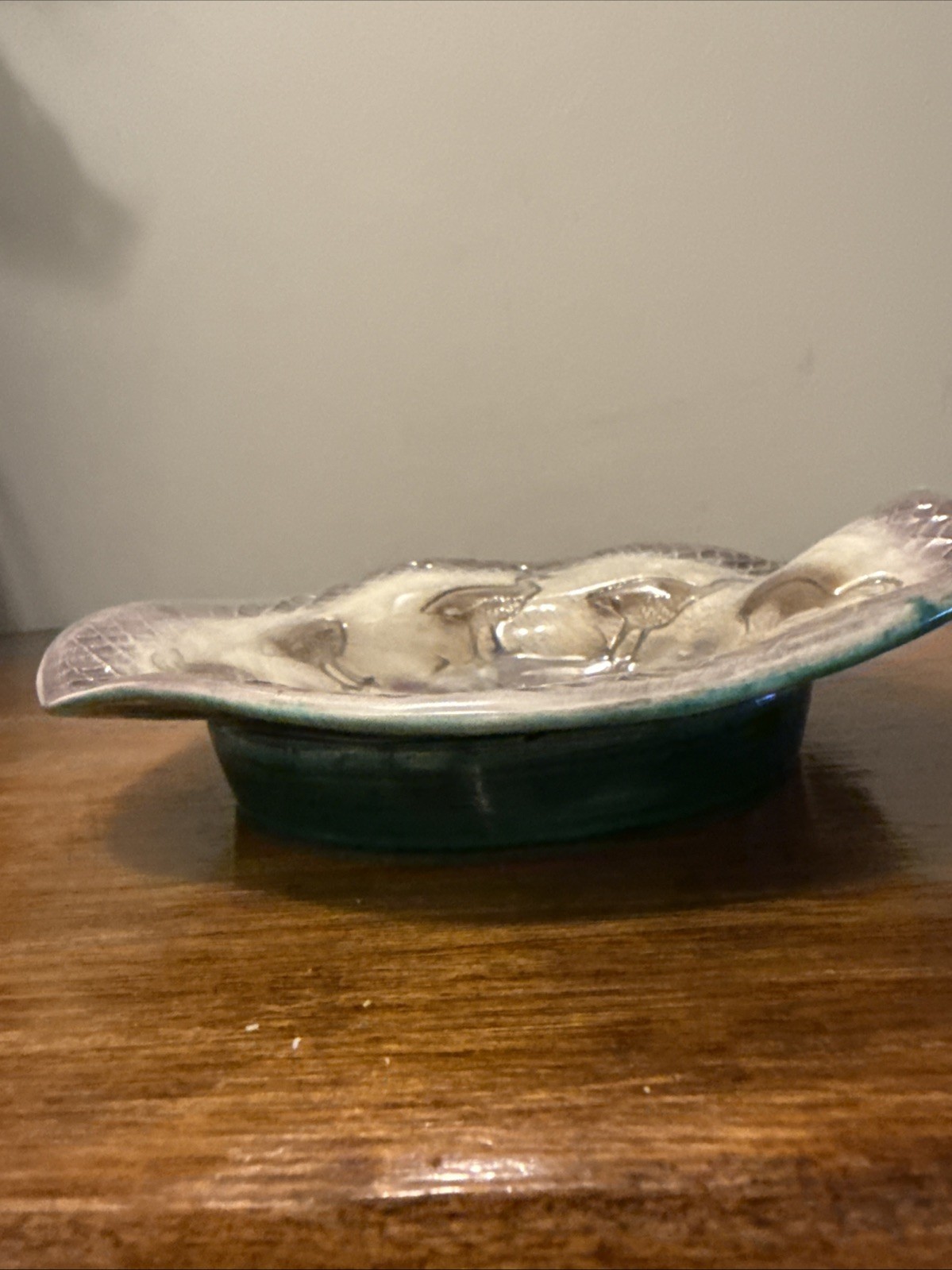 Vintage KANI OF HAWAII Hand Painted Decorative Bowl Birds Floral 6.5”