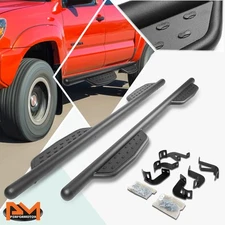 For 05-20 Tacoma Crew/Double Cab Round 3" Side Step Nerf Bar Running Board Black