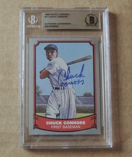1988 Pacific BB Legends #71; Chuck Connors w/Beckett Authenticated on card auto