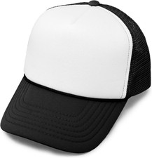 Youth Mesh Trucker Cap - Adjustable Hat S, M Sizes One Size Black and White