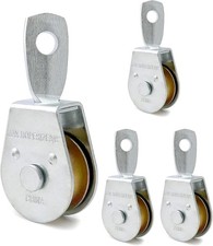 Single Pulley Block Wheel, 4 Pack Heavy Duty Zinc Plated Iron Single Wheel, 360