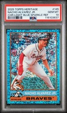2025 Topps Heritage #145 Nacho Alvarez Jr. Chr-Light Blue Sparkle Ref PSA 10