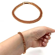 1 Pure Solid Copper Cuban Curb Link Bracelet Rider Chain Wellness Jewelry Gift