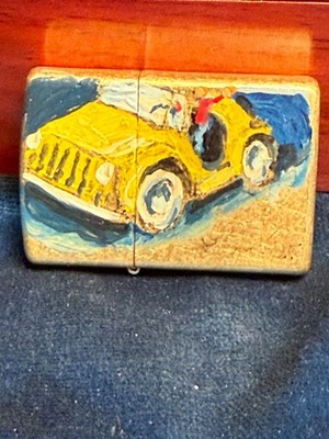   One Of A Kind Folk Art Zippo Lighter Hand Painted Signed By Leo  