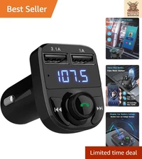 Bluetooth FM Transmitter for Car with Dual USB Charger & Hands-Free Calling