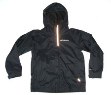 Columbia Omni-Tech Rain Jacket Boy Girl XS 6 Black Waterproof Hooded