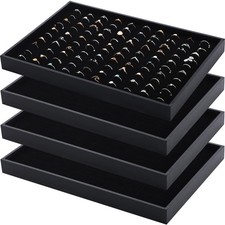 4 Pcs Cardboard Ring Holder with Velvet Lining, 100 Slot Inserts Stackable Ri...