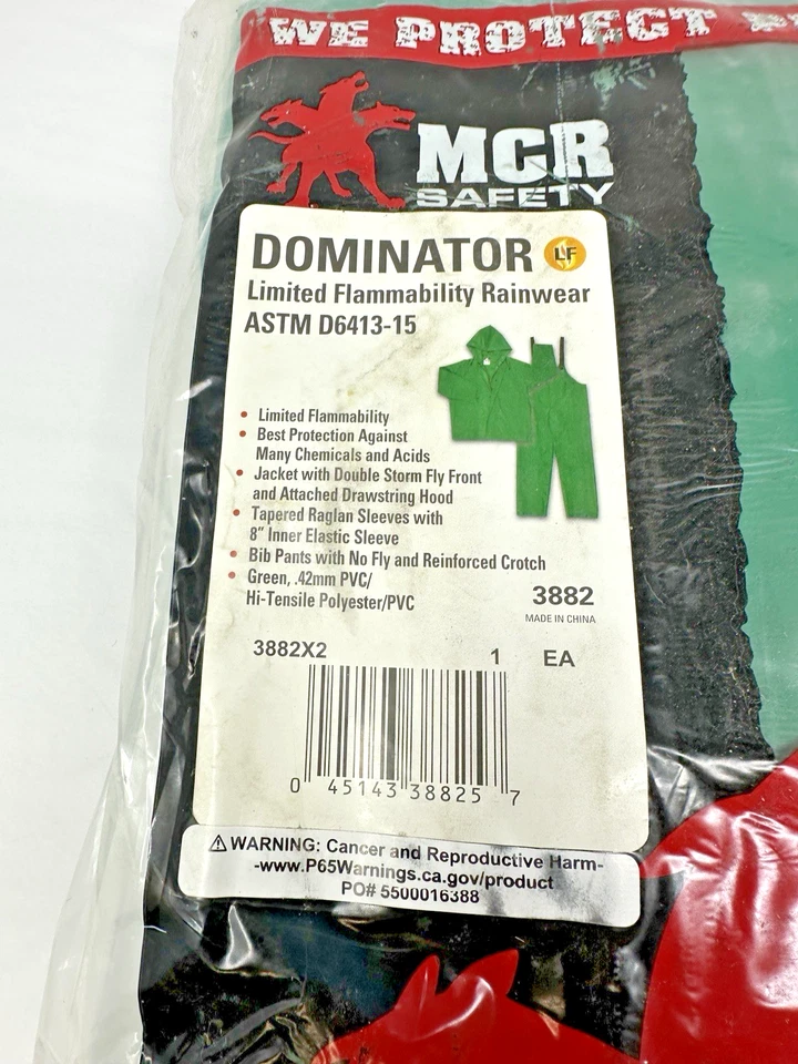 NEW 2XL MCR Safety 3882X2 Dominator PVC/Polyester 2-Piece Rainsuit w/ Hood - Image 2 of 3