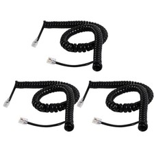 3PCS Landline Phone Cord 10ft Uncoiled 1.2ft Coiled Universal Cable Black Office