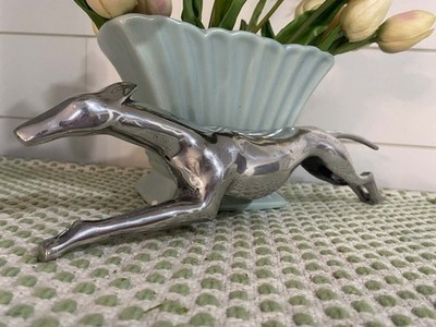 Mid Century Cast Metal Greyhound Dog Figure From Carnival Game, 13''