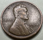 1928 1C Lincoln Cent WHEAT PENNY 369X
