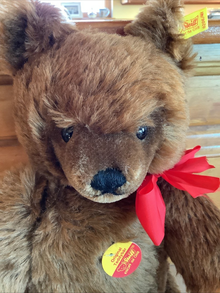Vintage 16” Steiff Chocolate Teddy Bear 1980's Signed Dick Frantz