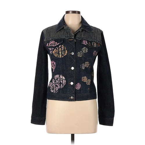 Moschino Jeans capospalla giacca jeans ricamata a strati taglia 10