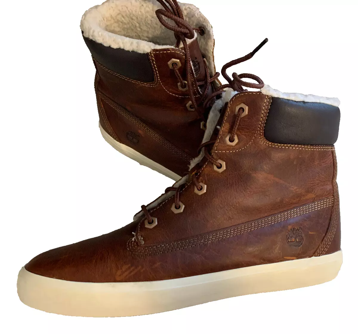 Timberland Flannery A18XG Brown Leather Lace Up Chukka Fur Boots