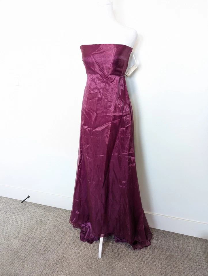 Vestido Vintage Sin Tirantes Mujer Talla 8 Púrpura Borgoña Gasa Hada Formal Bruja Foto 4 de 4