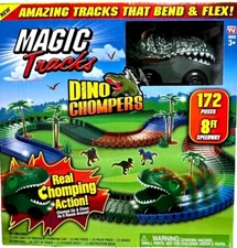 Ontel Magic Tracks Dino Chompers, 8 Feet of Track with Real Chomping Action
