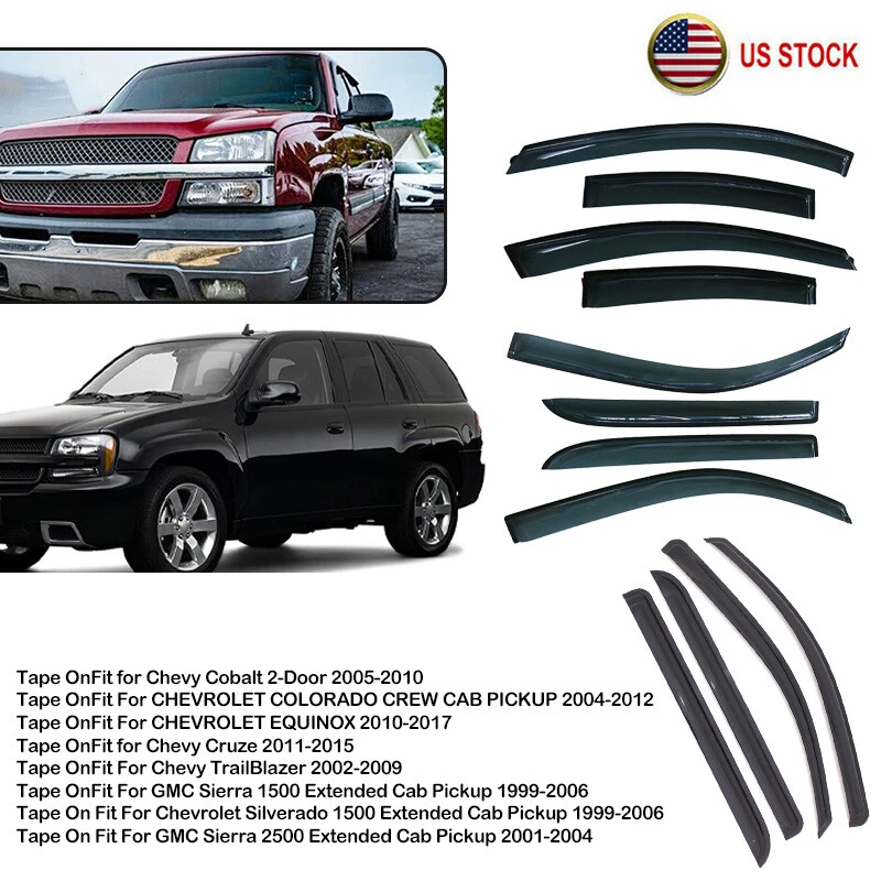 Window Visors Vent Sun Shade Rain Guards For Chevy Cobalt Cruze GMC Sierra Foto 4 de 4