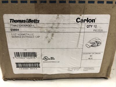 Carlon E998H Nonmetallic 1 1/2  PVC Service Entrance Cap Quantity 10