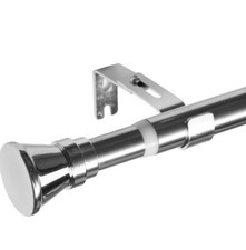 Silver Extendable Eyelet 25MM Metal Curtain Pole 81cm - 135cm
