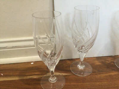 MIKASA Crystal ''WINDLASS'' Cut Ice Tea Goblets Swirl Pedestal set(s) 2 ~8.5 