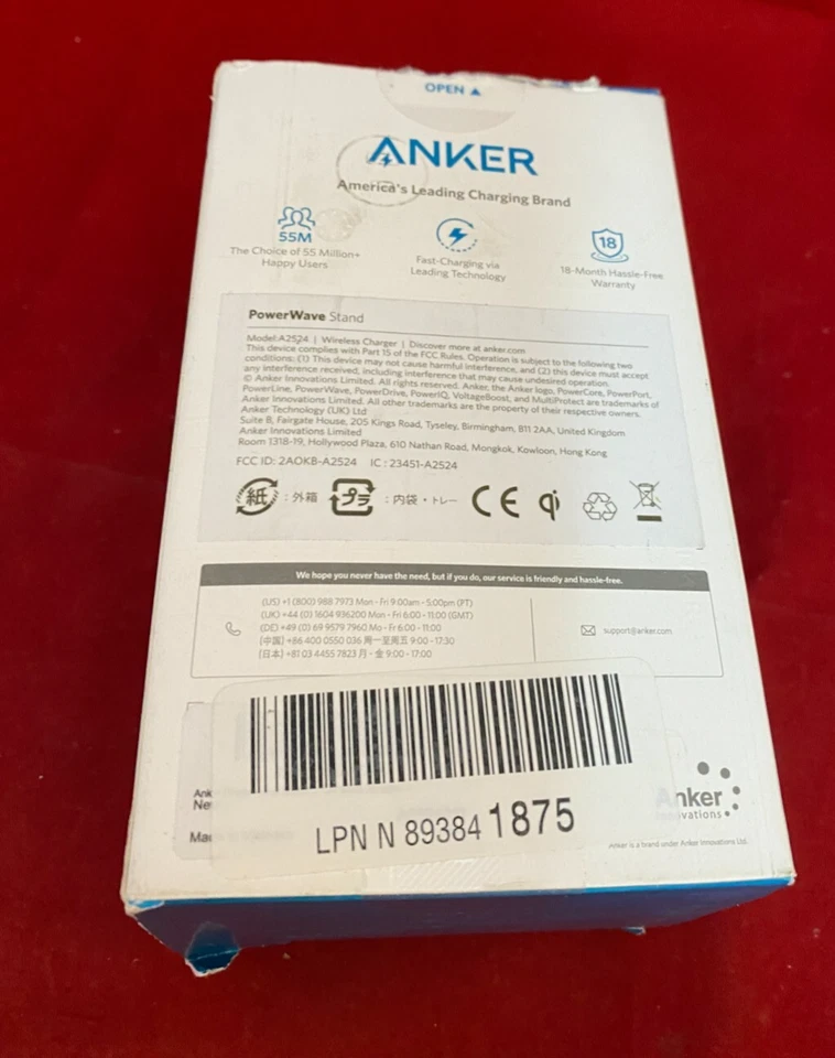 Зарядное устройство быстрое беспроводное Anker 313 PowerWave A2524 подставка подставка сертифицированная Qi - Изображение 4 из 4