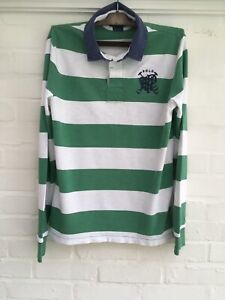 ralph lauren green and white striped polo shirt